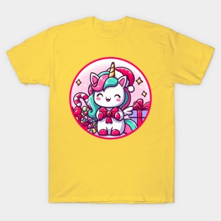 Christmas Unicorn with Bow T-Shirt